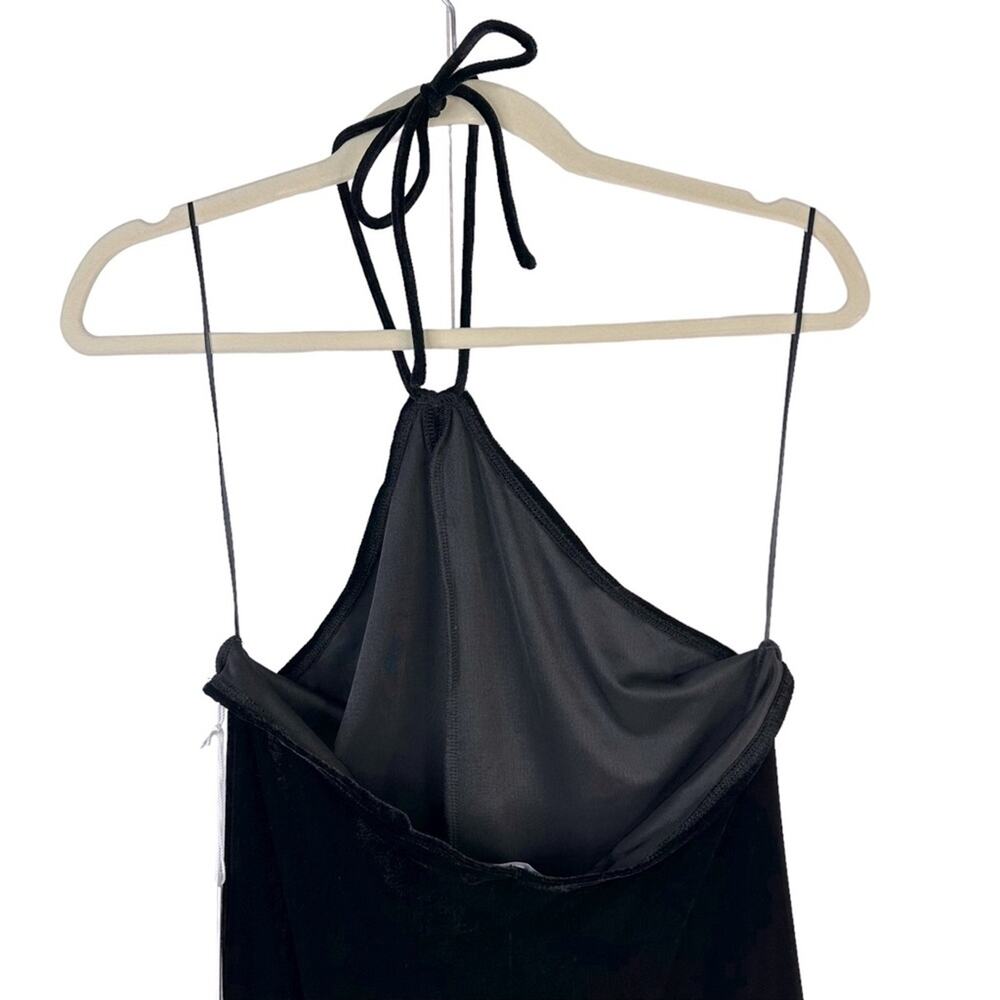 Reformation Black Velvet Halter Dress-  Sz L - Picture 12 of 16